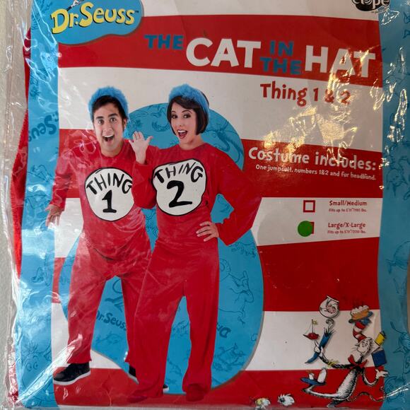 Dr. Seuss The Cat In The Hat Thing 1 Thing 2 Costume One Piece Large / X-Large - Picture 2 of 4